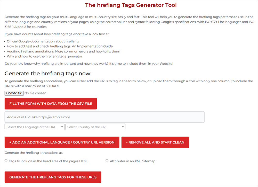 Hreflang Tags Generator Tool by @aleyda