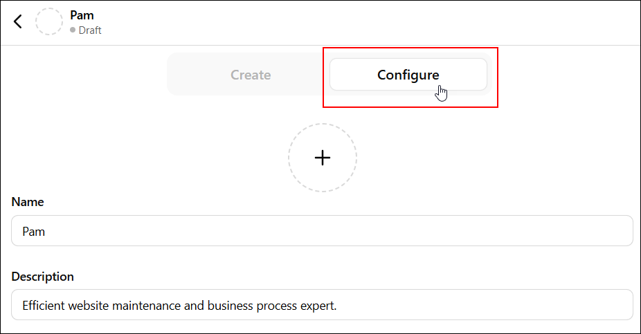 ChatGPT: Configure tab button selected.