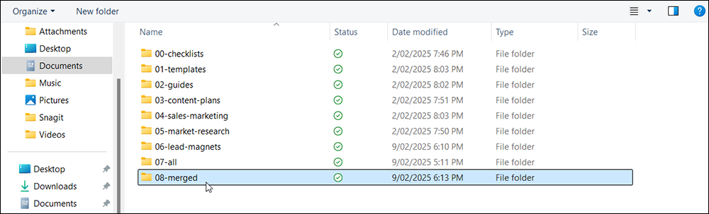 Screenshot of a desktop folder containing files to be uploaded into a custom GPT selected.